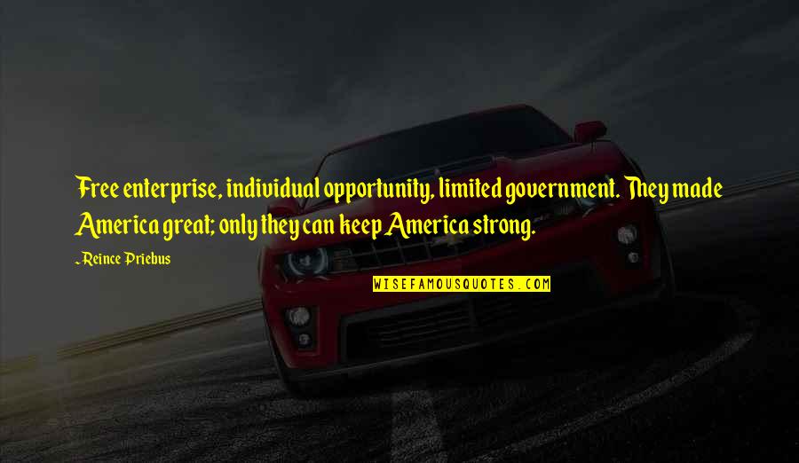 Supervisor Motivational Quotes By Reince Priebus: Free enterprise, individual opportunity, limited government. They made Supervisor Motivational Quotes By Reince Priebus: Free enterprise, individual opportunity, limited government. They made