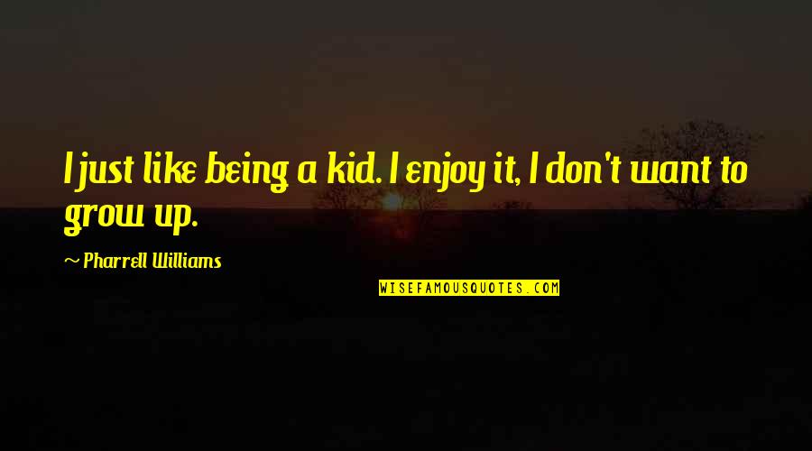 Supervivid Quotes By Pharrell Williams: I just like being a kid. I enjoy