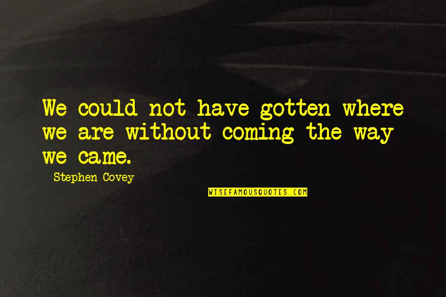 Suplantados Quotes By Stephen Covey: We could not have gotten where we are