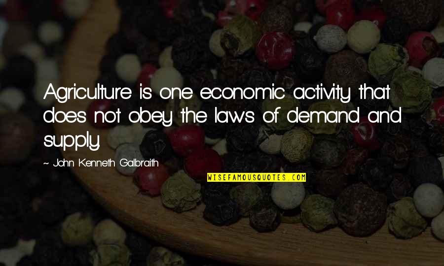 Supply And Demand Quotes By John Kenneth Galbraith: Agriculture is one economic activity that does not