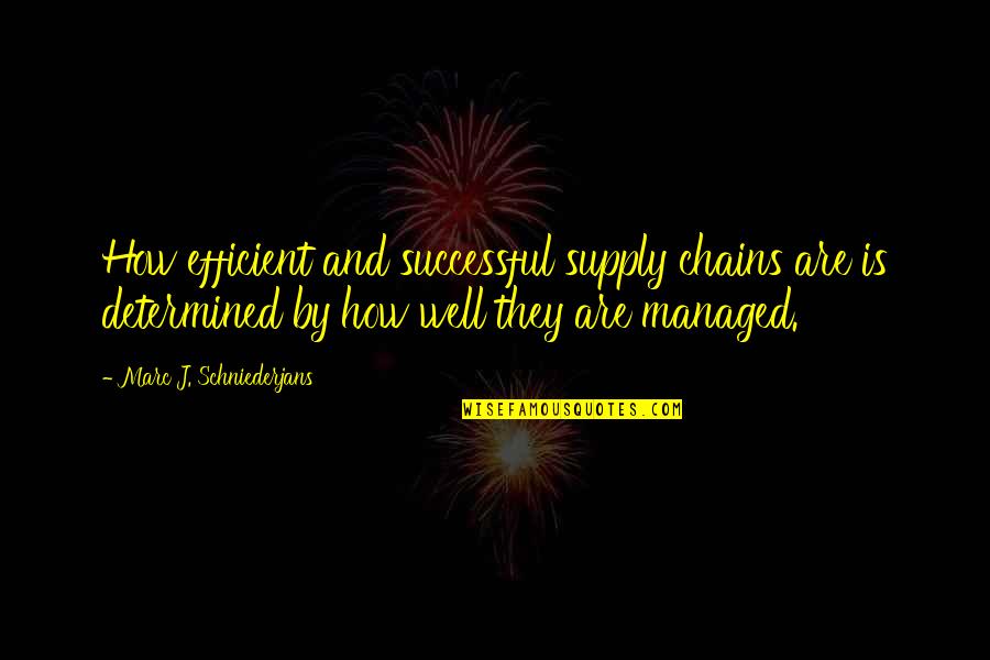 Supply Chains Quotes By Marc J. Schniederjans: How efficient and successful supply chains are is