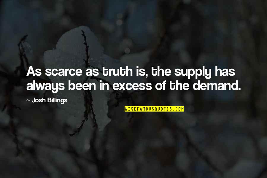 Supply Quotes By Josh Billings: As scarce as truth is, the supply has