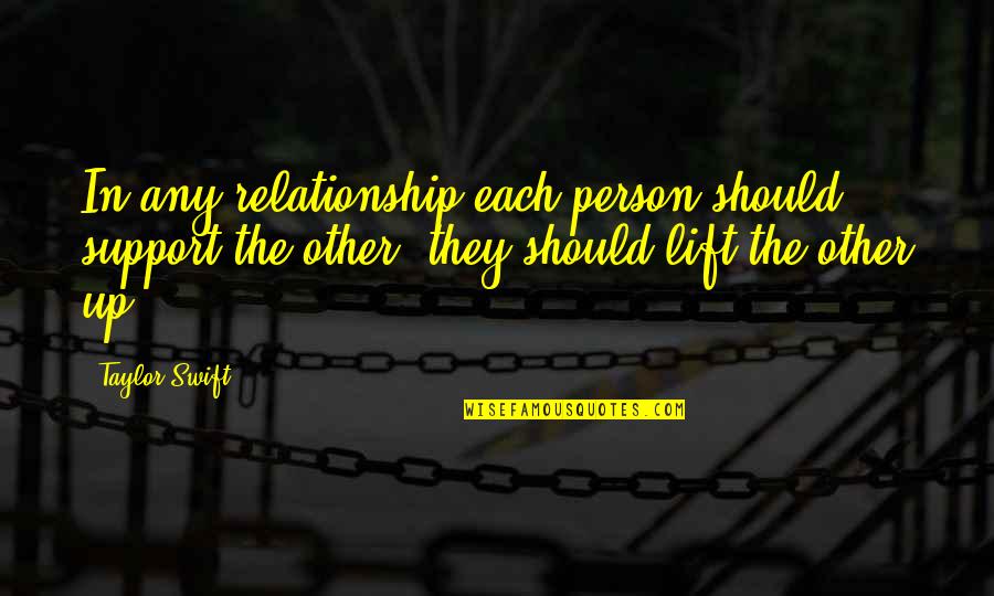 Support Each Other In Relationship Quotes By Taylor Swift: In any relationship each person should support the