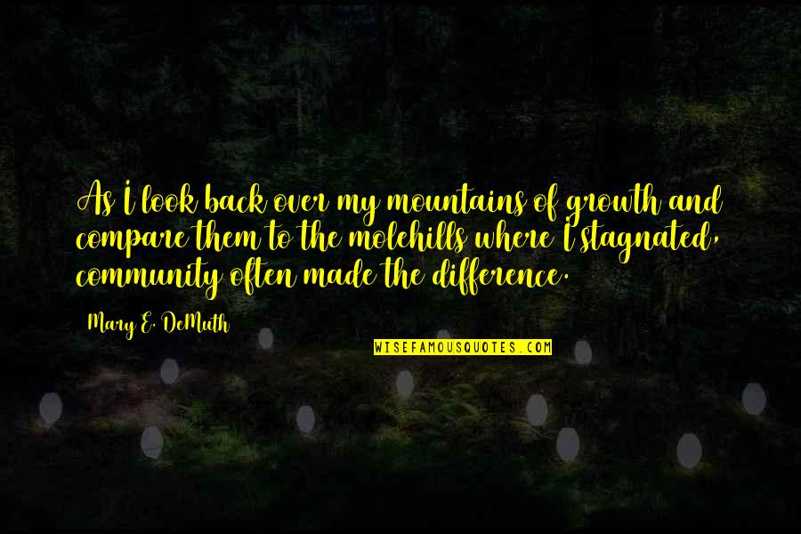 Support For Friends Quotes By Mary E. DeMuth: As I look back over my mountains of