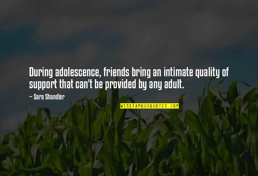 Support For Friends Quotes By Sara Shandler: During adolescence, friends bring an intimate quality of