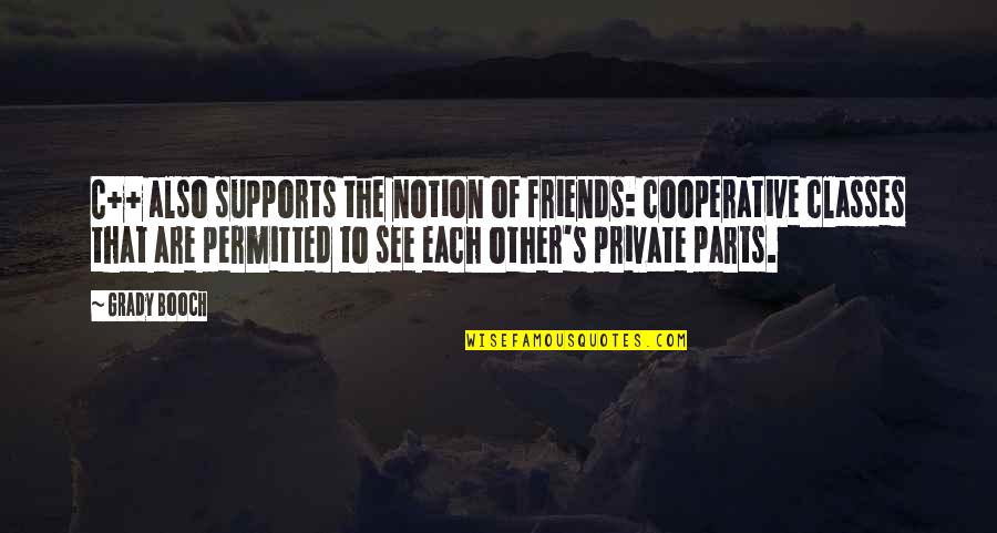 Support From Friends Quotes By Grady Booch: C++ also supports the notion of friends: cooperative Support From Friends Quotes By Grady Booch: C++ also supports the notion of friends: cooperative