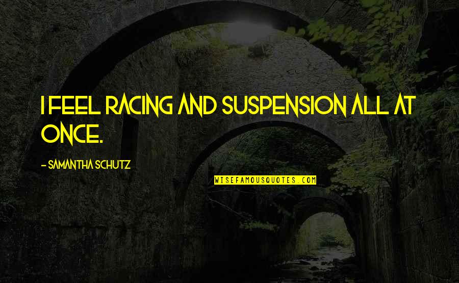 Support Law Enforcement Quotes By Samantha Schutz: I feel racing and suspension all at once.