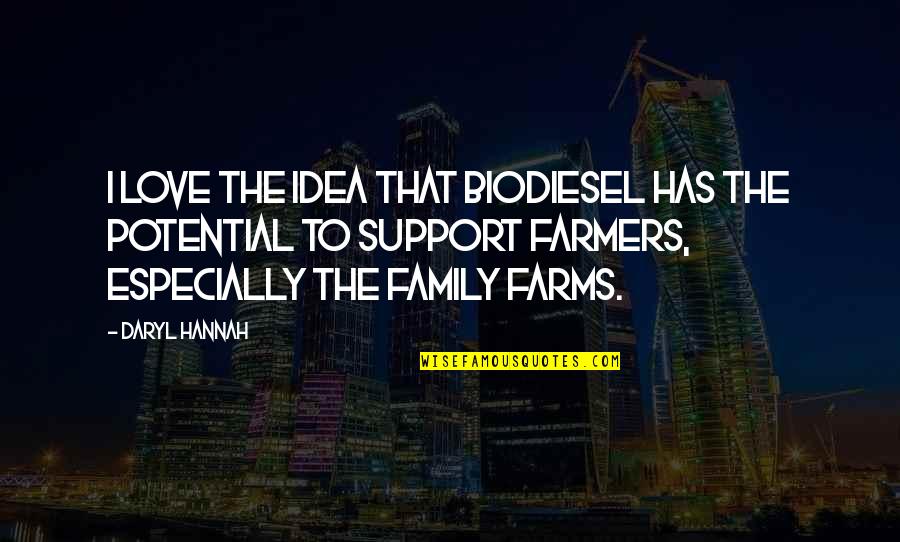 Support To Farmers Quotes By Daryl Hannah: I love the idea that biodiesel has the Support To Farmers Quotes By Daryl Hannah: I love the idea that biodiesel has the