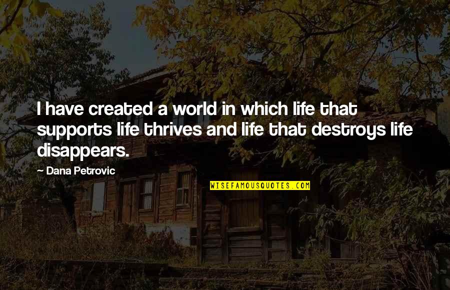 Supports Quotes By Dana Petrovic: I have created a world in which life