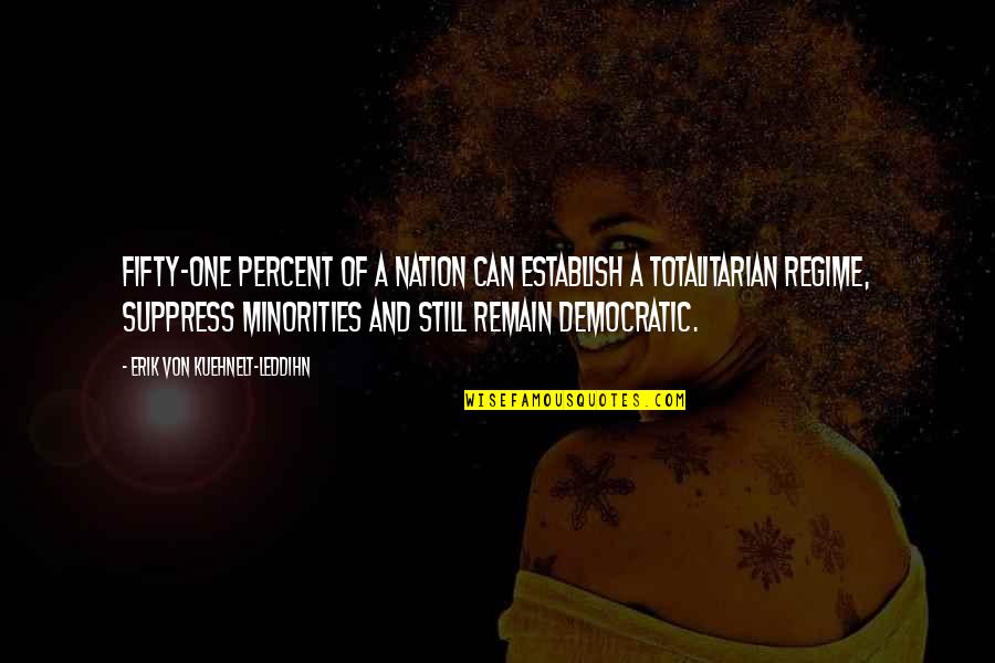 Suppress Quotes By Erik Von Kuehnelt-Leddihn: Fifty-one percent of a nation can establish a