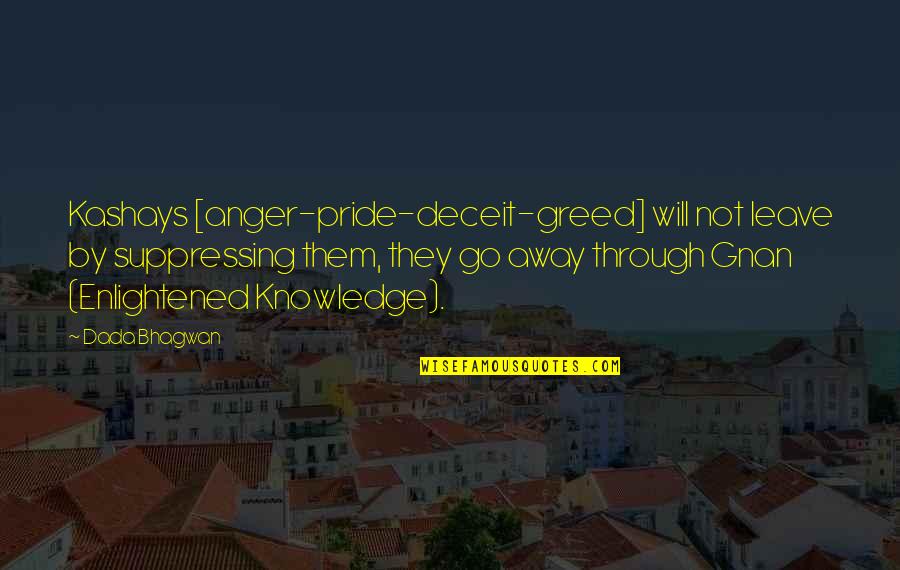 Suppressing Anger Quotes By Dada Bhagwan: Kashays [anger-pride-deceit-greed] will not leave by suppressing them,