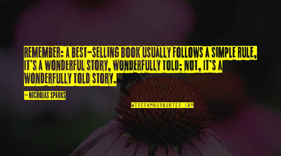 Supranational Cooperation Quotes By Nicholas Sparks: Remember: A best-selling book usually follows a simple