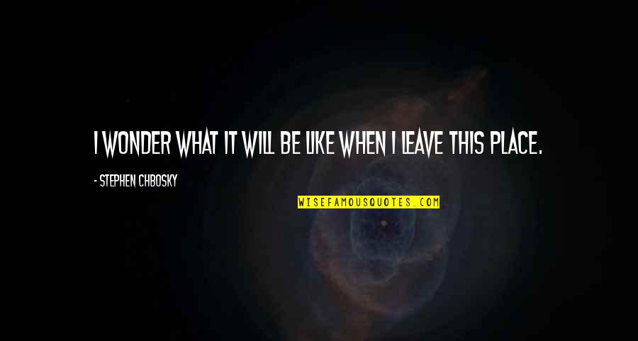 Supreeth Ranganna Quotes By Stephen Chbosky: I wonder what it will be like when