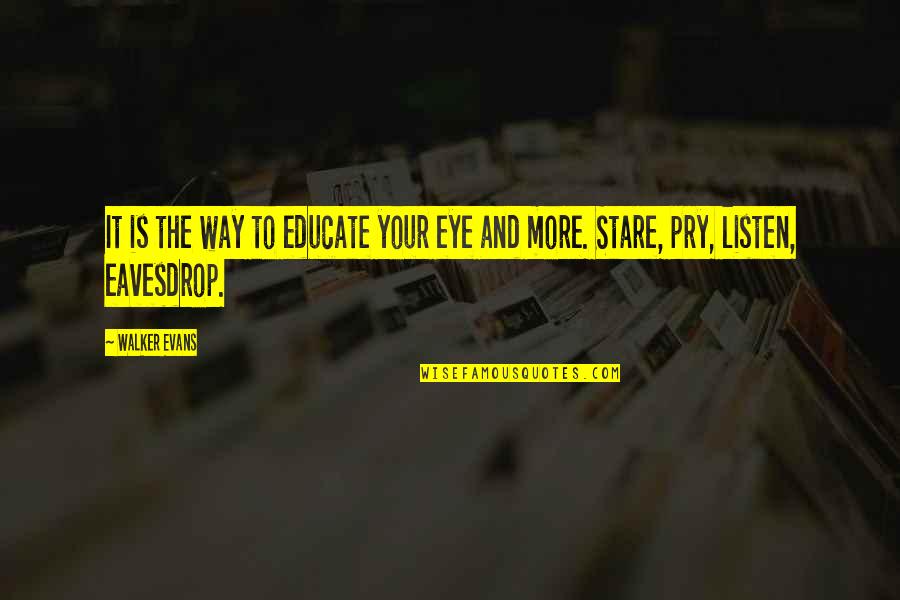 Supremus Maximus Quotes By Walker Evans: It is the way to educate your eye