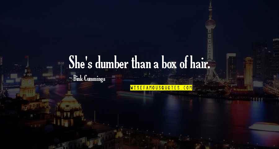 Suprises Quotes By Bink Cummings: She's dumber than a box of hair.
