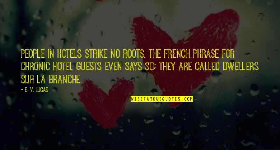 Sur Quotes By E. V. Lucas: People in hotels strike no roots. The French