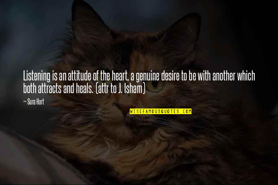 Sura Quotes By Sura Hart: Listening is an attitude of the heart, a