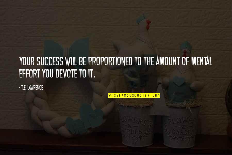Surabhi Mudra Quotes By T.E. Lawrence: Your success will be proportioned to the amount