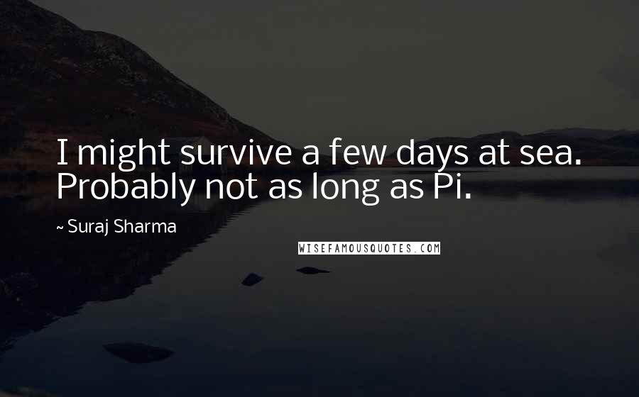 Suraj Sharma quotes: I might survive a few days at sea. Probably not as long as Pi.