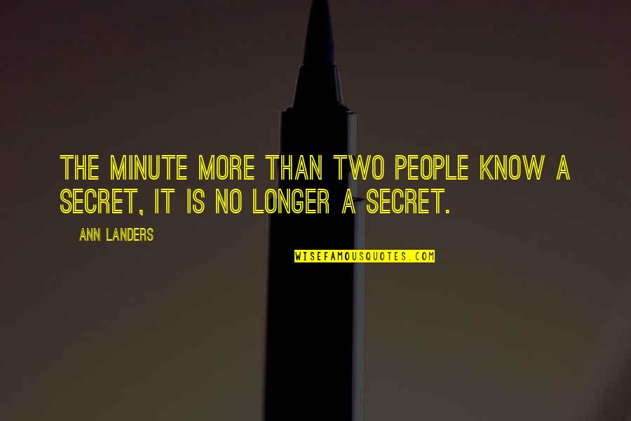 Suraya Hawthorne Quote Quotes By Ann Landers: The minute more than two people know a
