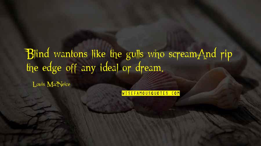 Surcoat Pattern Quotes By Louis MacNeice: Blind wantons like the gulls who screamAnd rip