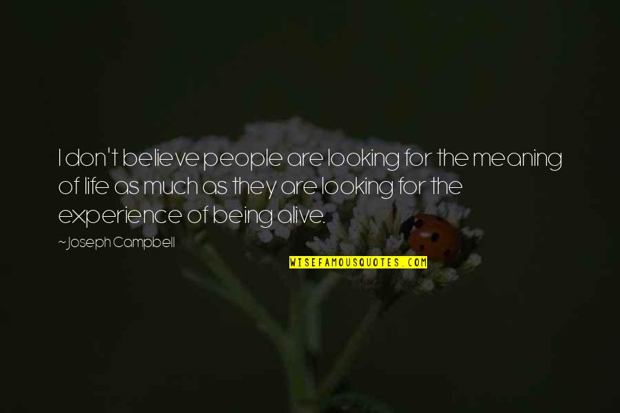 Surdite Quotes By Joseph Campbell: I don't believe people are looking for the