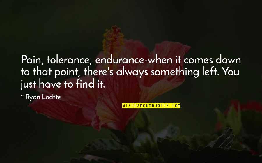 Surdite Quotes By Ryan Lochte: Pain, tolerance, endurance-when it comes down to that