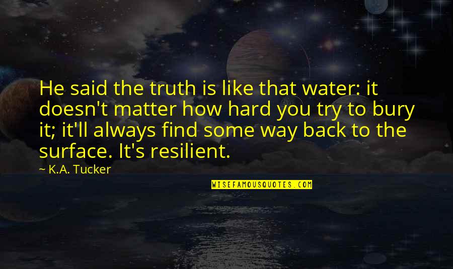 Surface Quotes By K.A. Tucker: He said the truth is like that water:
