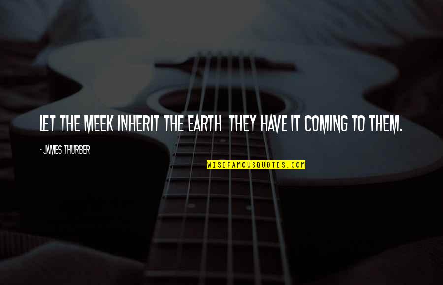 Surfer Life Quotes By James Thurber: Let the meek inherit the earth they have