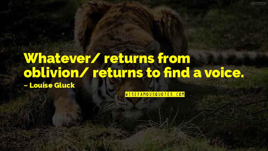 Surgeon's Life Quotes By Louise Gluck: Whatever/ returns from oblivion/ returns to find a