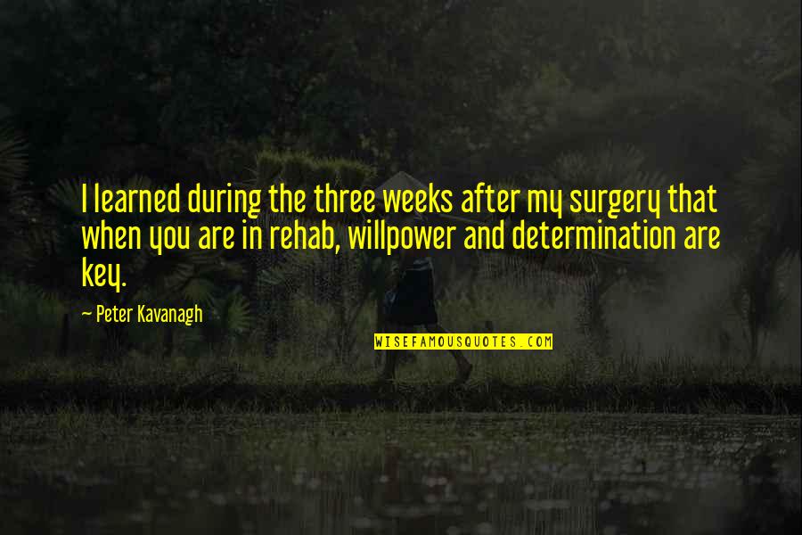 Surgery Quotes By Peter Kavanagh: I learned during the three weeks after my