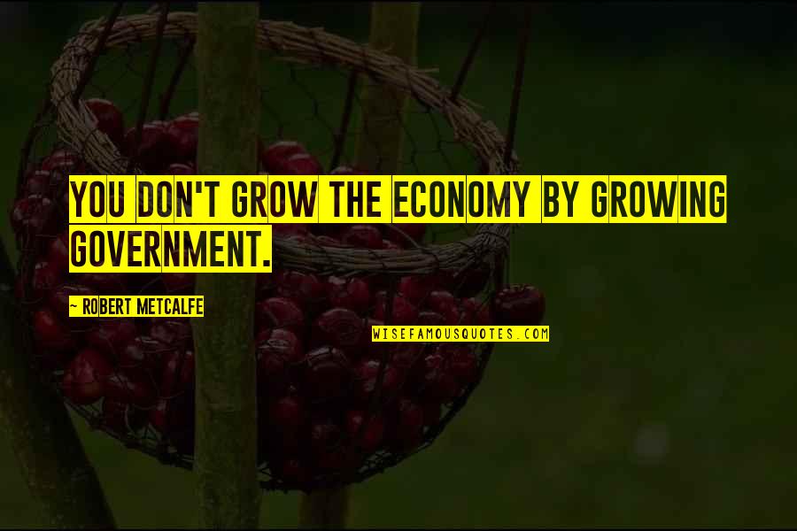 Surjo Snane Quotes By Robert Metcalfe: You don't grow the economy by growing government. Surjo Snane Quotes By Robert Metcalfe: You don't grow the economy by growing government.