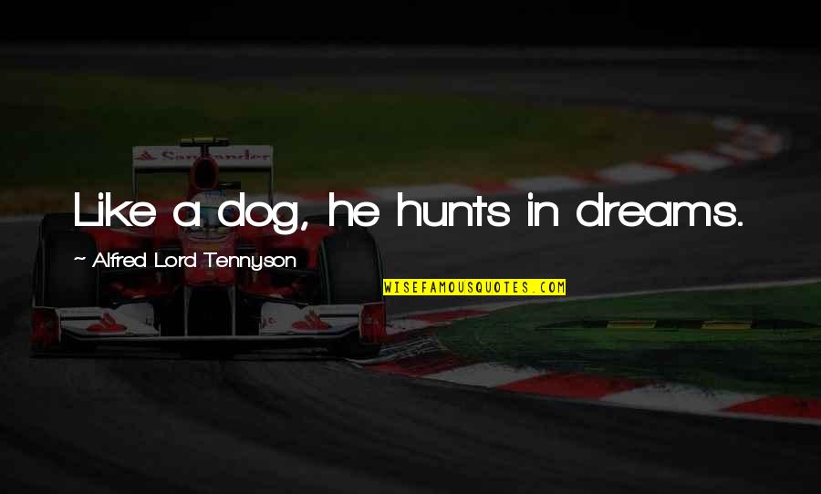 Surmounter Quotes By Alfred Lord Tennyson: Like a dog, he hunts in dreams. Surmounter Quotes By Alfred Lord Tennyson: Like a dog, he hunts in dreams.