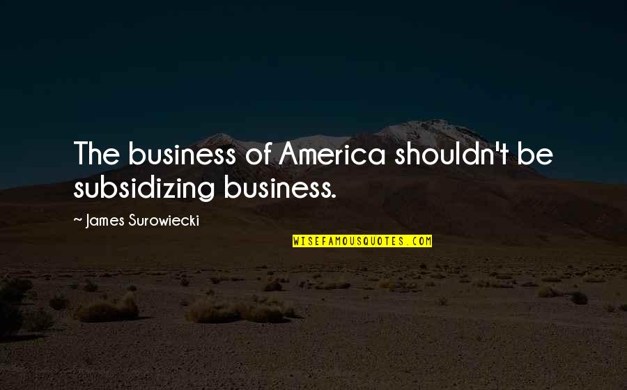 Surowiecki Quotes By James Surowiecki: The business of America shouldn't be subsidizing business.