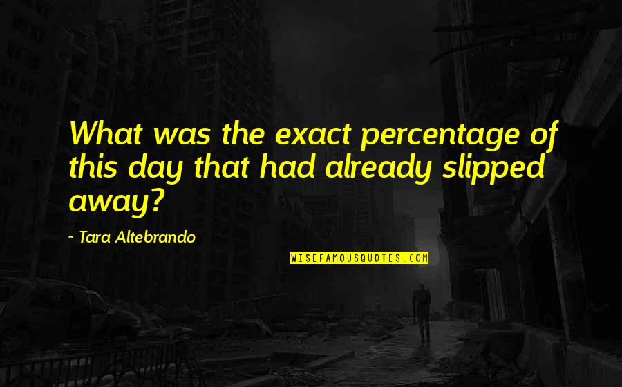 Surpass Others Quotes By Tara Altebrando: What was the exact percentage of this day Surpass Others Quotes By Tara Altebrando: What was the exact percentage of this day