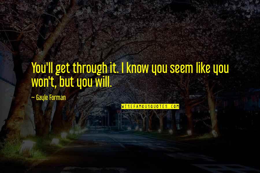 Surpluses Drawings Quotes By Gayle Forman: You'll get through it. I know you seem
