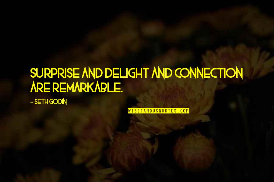 Surprise And Delight Quotes By Seth Godin: Surprise and delight and connection are remarkable.