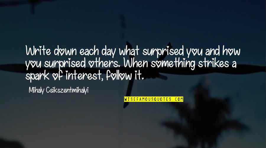 Surprises Pinterest Quotes By Mihaly Csikszentmihalyi: Write down each day what surprised you and