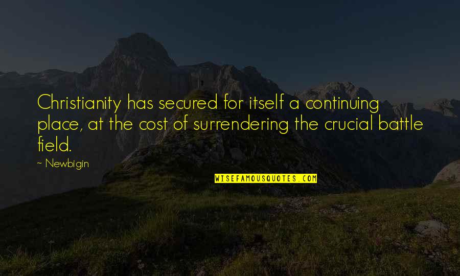 Surrendering Quotes By Newbigin: Christianity has secured for itself a continuing place,