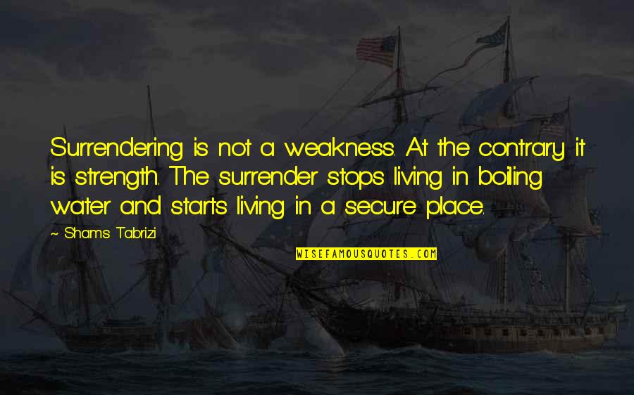 Surrendering Quotes By Shams Tabrizi: Surrendering is not a weakness. At the contrary
