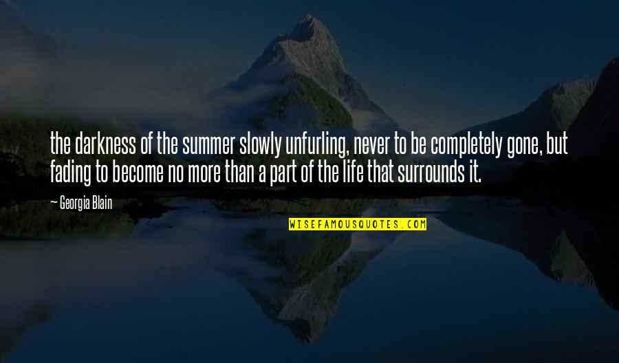 Surrounds Quotes By Georgia Blain: the darkness of the summer slowly unfurling, never