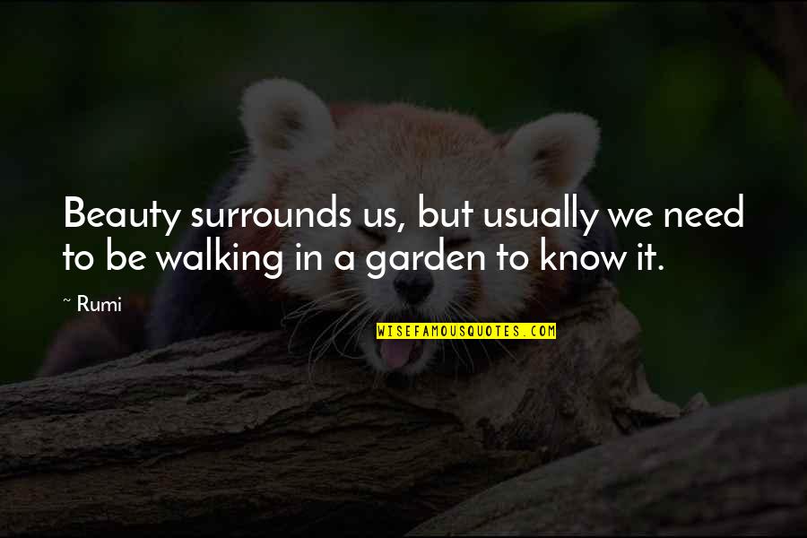 Surrounds Quotes By Rumi: Beauty surrounds us, but usually we need to