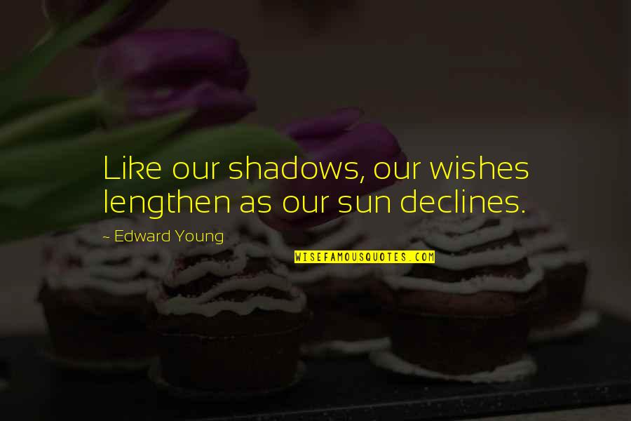 Survival In Night By Elie Wiesel Quotes By Edward Young: Like our shadows, our wishes lengthen as our