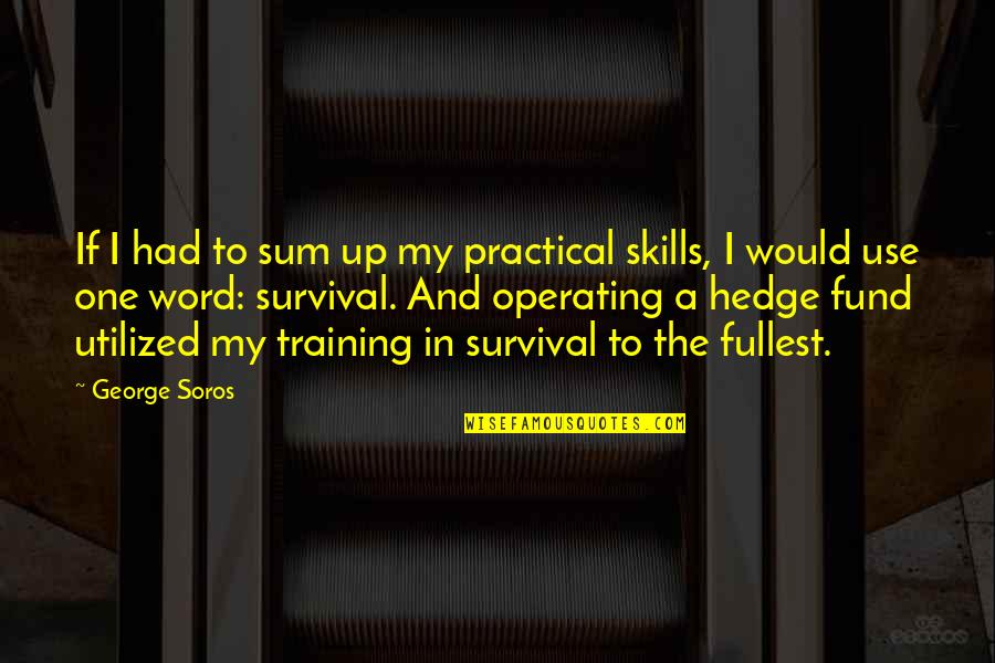 Survival Skills Quotes By George Soros: If I had to sum up my practical