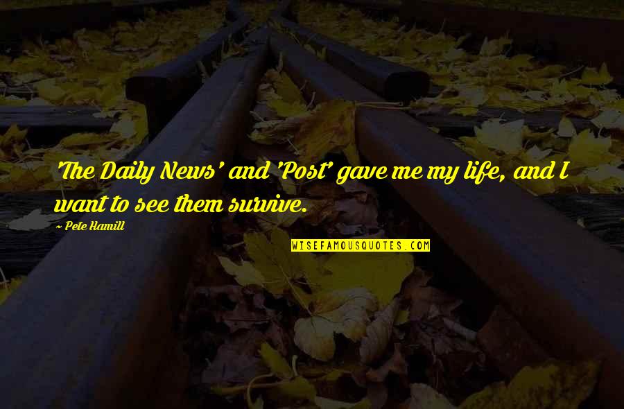 Survive Life Quotes By Pete Hamill: 'The Daily News' and 'Post' gave me my