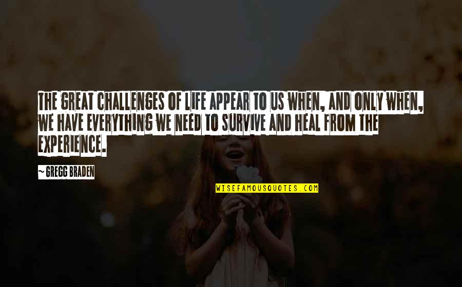 Survive The Life Quotes By Gregg Braden: The great challenges of life appear to us