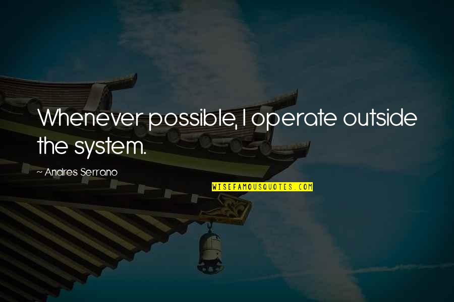 Survived The Storm Quotes By Andres Serrano: Whenever possible, I operate outside the system.