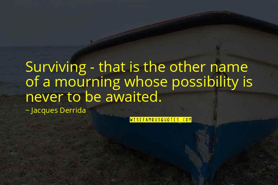 Surviving Quotes By Jacques Derrida: Surviving - that is the other name of