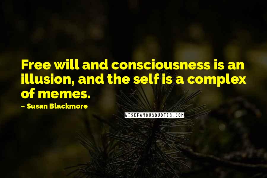 Susan Blackmore quotes: Free will and consciousness is an illusion, and the self is a complex of memes.