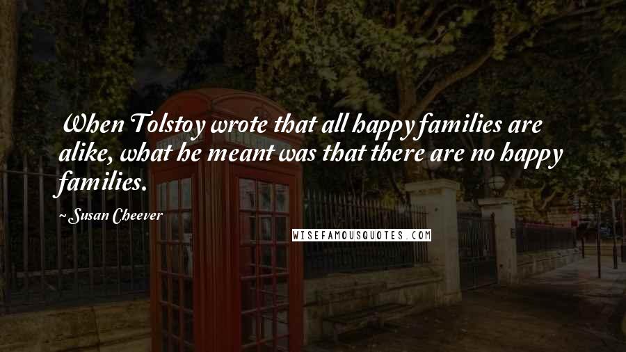 Susan Cheever quotes: When Tolstoy wrote that all happy families are alike, what he meant was that there are no happy families.